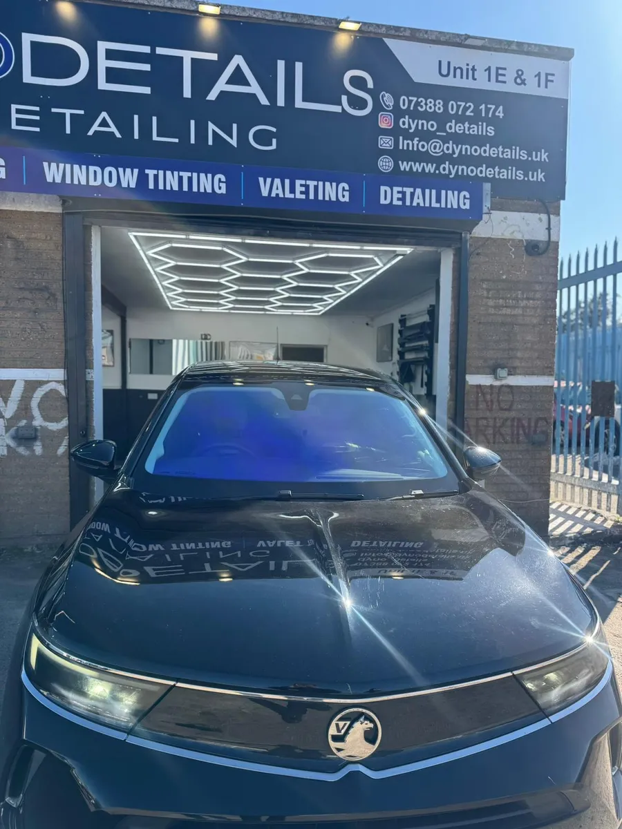 Chameleon film on a car windscreen at the Dyno Details Dagenham studio